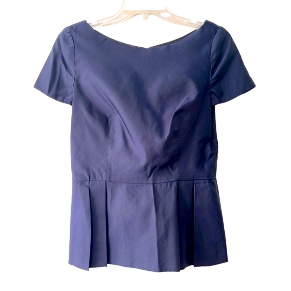 Prada Short Sleeve Peplum Top, Navy, EU 42/US 6 - Picture 4 of 10